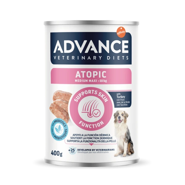 Sac de hrană uscată dietetică Advance Veterinary Diets Atopic Medium/Maxi pe bază de păstrăv și cartofi, pentru câini de talie medie și mare cu dermatită și intoleranțe alimentare.