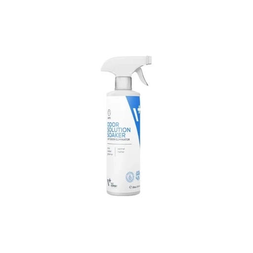 Flacon de 500 ml de soluție Vet Expert Odor Solution Soaker pentru eliminarea mirosurilor de urină și fecale de pisică.