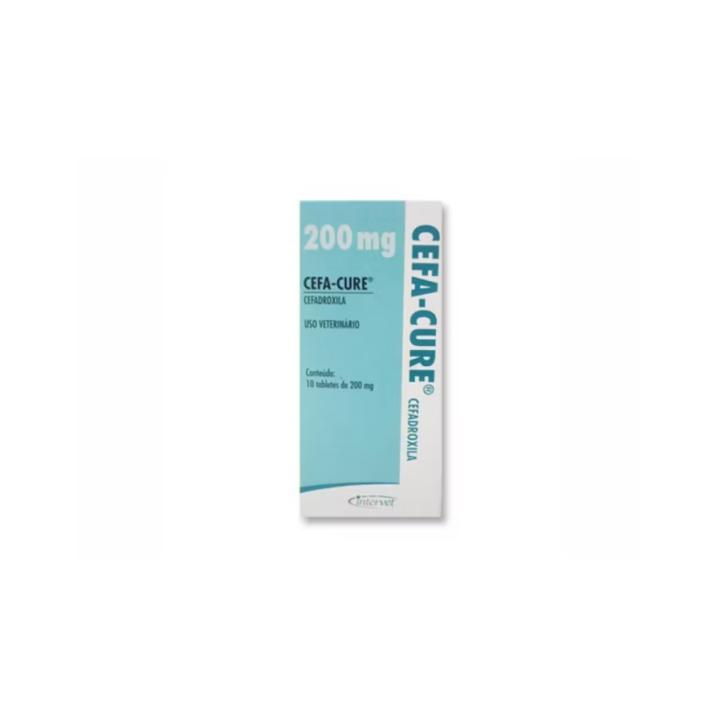 Cutie cu 20 de tablete Cefa-Cure 200 mg, antibiotic veterinar pe bază de cefadroxil pentru tratamentul infecțiilor la câini și pisici.