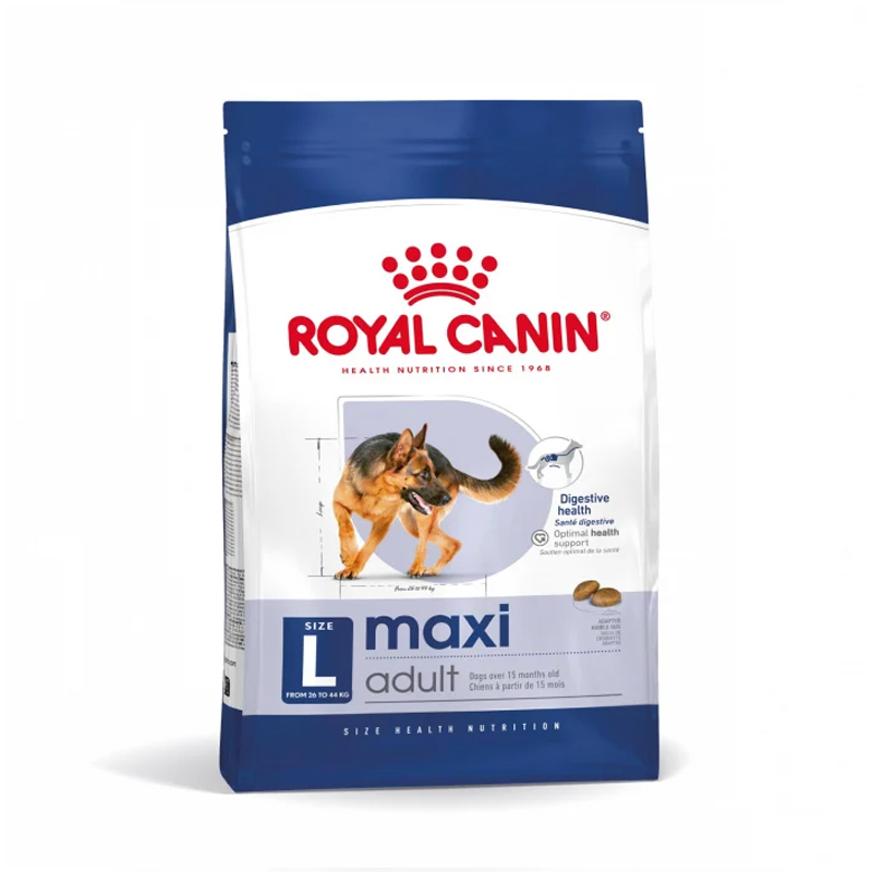 Hrană uscată Royal Canin Maxi Adult pentru câini de talie mare (26-44 kg), sac de 15 kg.