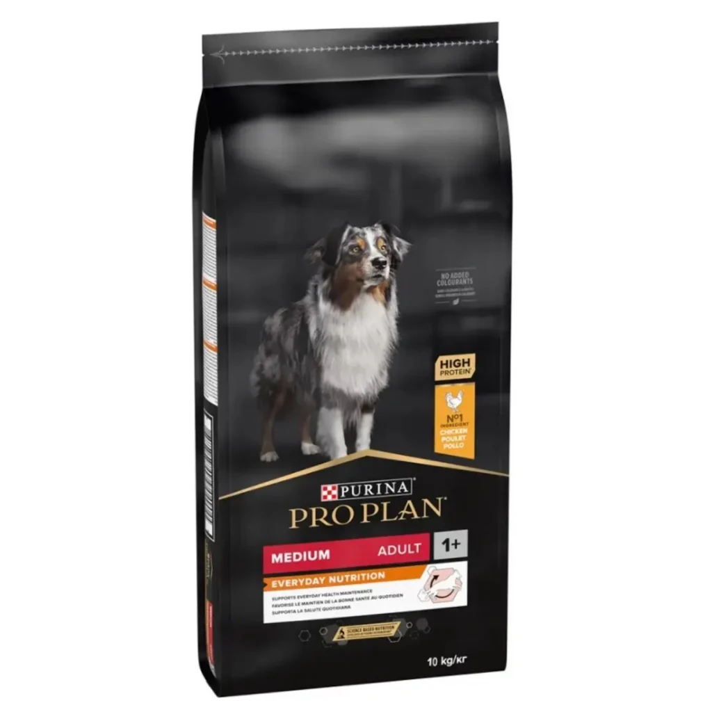 Hrană uscată Purina Pro Plan Medium Adult pentru câini de talie medie, cu pui, sac de 10 kg.