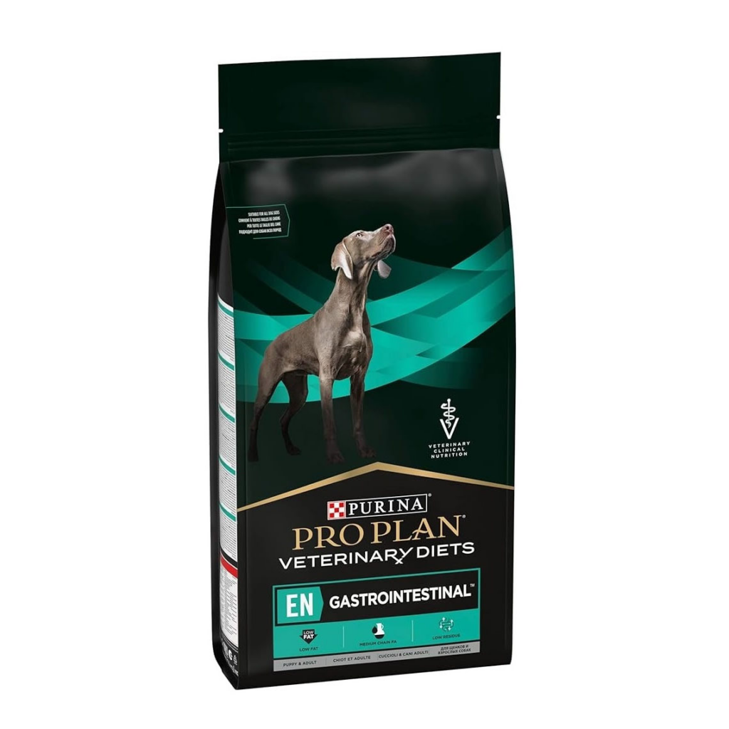 Hrană uscată dietetică Purina Pro Plan Veterinary Diets EN Gastrointestinal pentru câini cu probleme digestive și pancreatice, sac de 12 kg.