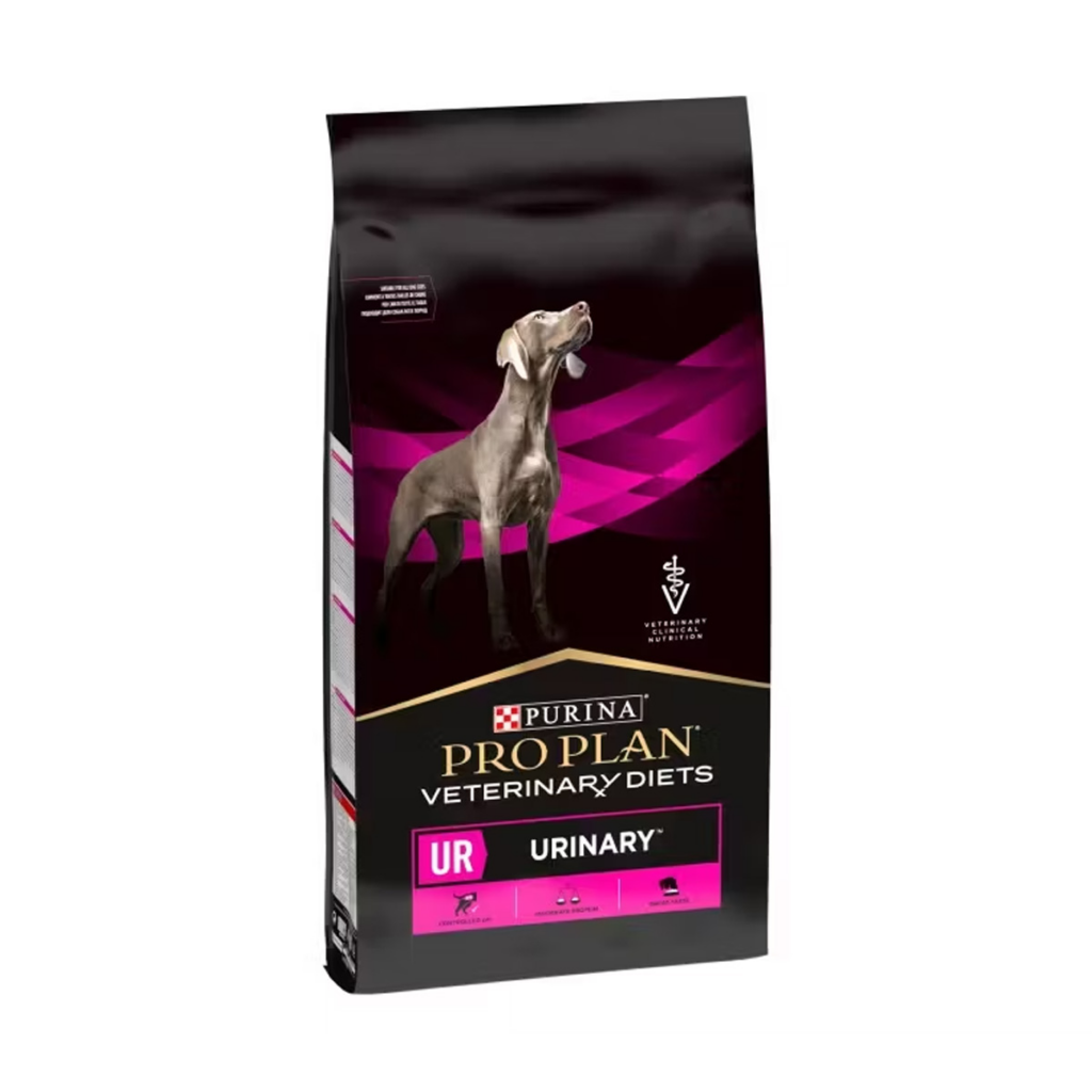 Hrană uscată dietetică Purina Pro Plan Veterinary Diets UR Urinary pentru afecțiuni ale tractului urinar la câini, sac de 12 kg.