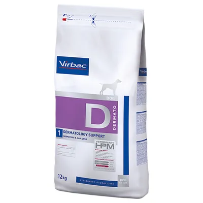 Hrană uscată dietetică Virbac Veterinary HPM Dermatology Support pentru câini cu afecțiuni cutanate, sac de 12 kg.