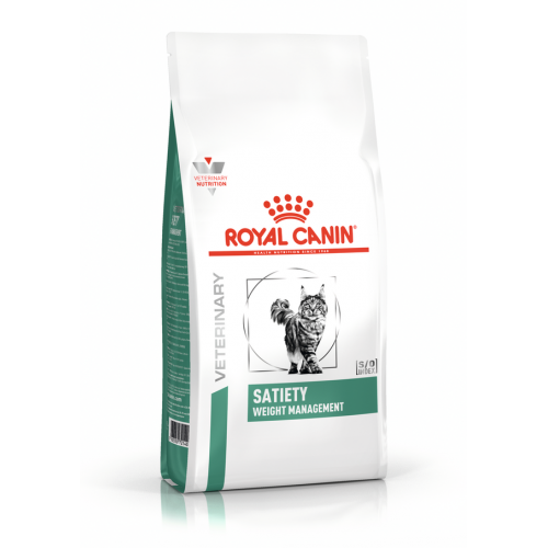 Sac de 3.5 kg cu hrană uscată dietetică Royal Canin Satiety Weight Management pentru pierderea în greutate la pisicile adulte.