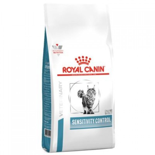 Sac de 3 kg cu hrană uscată dietetică Royal Canin Feline Sensitivity Control, cu rață și orez, pentru pisici cu alergii alimentare și sensibilitate digestivă.