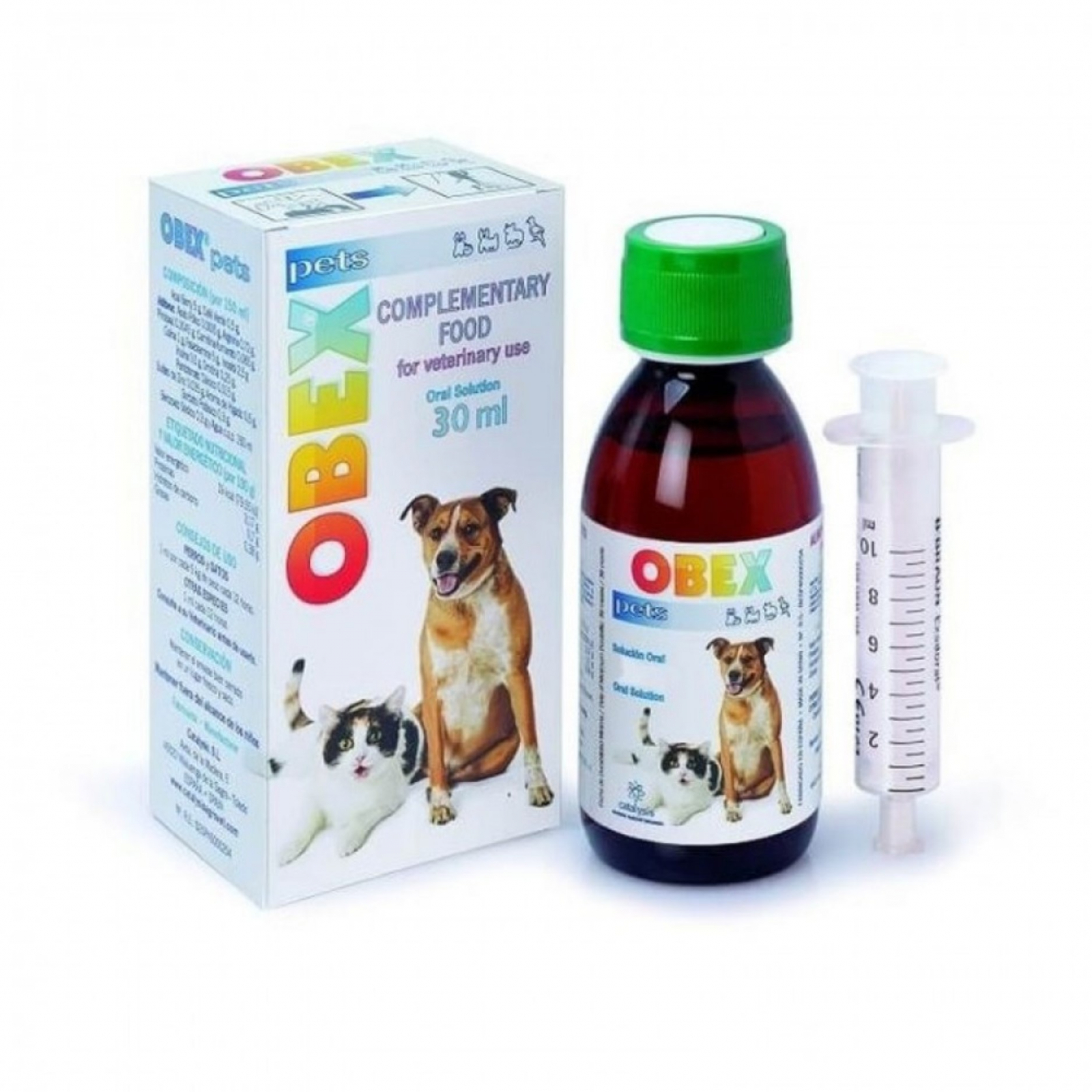 Flacon de 150 ml Catalysis OBEX Pets, supliment lichid pentru controlul greutății, metabolism și combaterea obezității la câini și pisici.