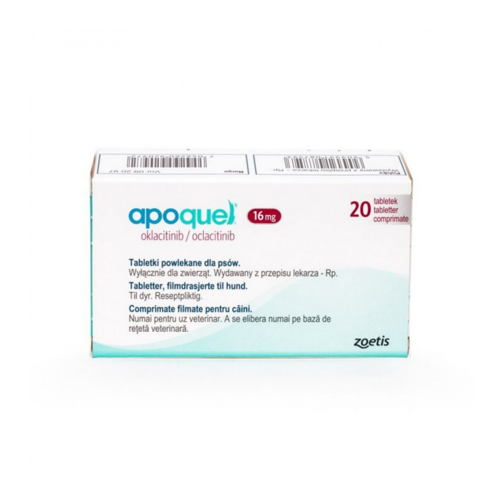 Comprimate Apoquel pentru tratarea dermatitei alergice, atopice și a pruritului la câini.
