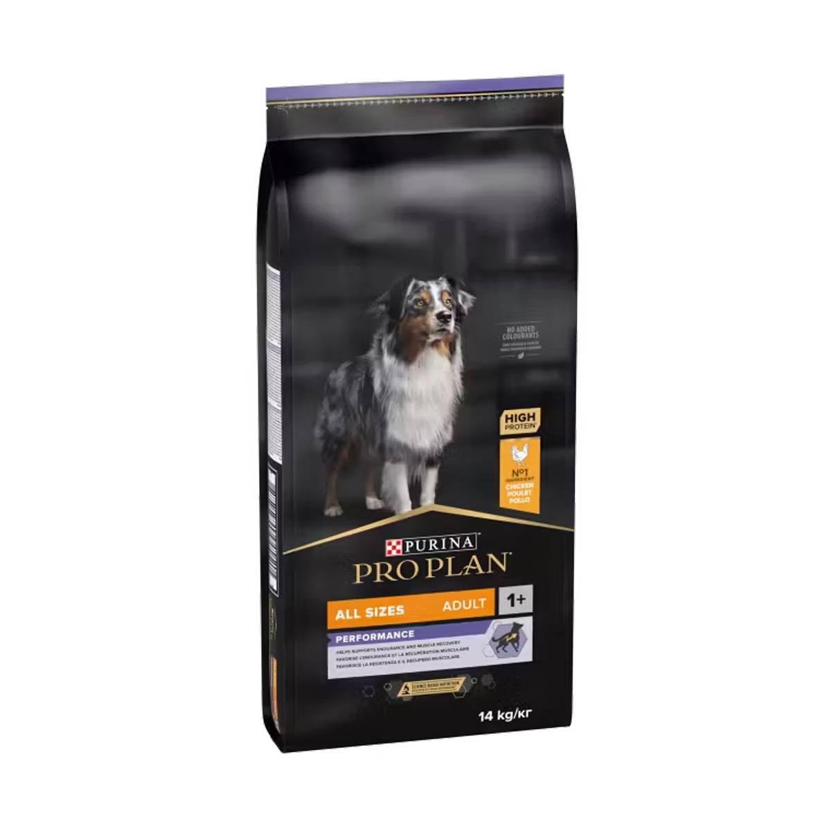 Hrană uscată Purina Pro Plan Performance pentru câini activi, sportivi și de lucru, cu pui, sac de 14 kg.