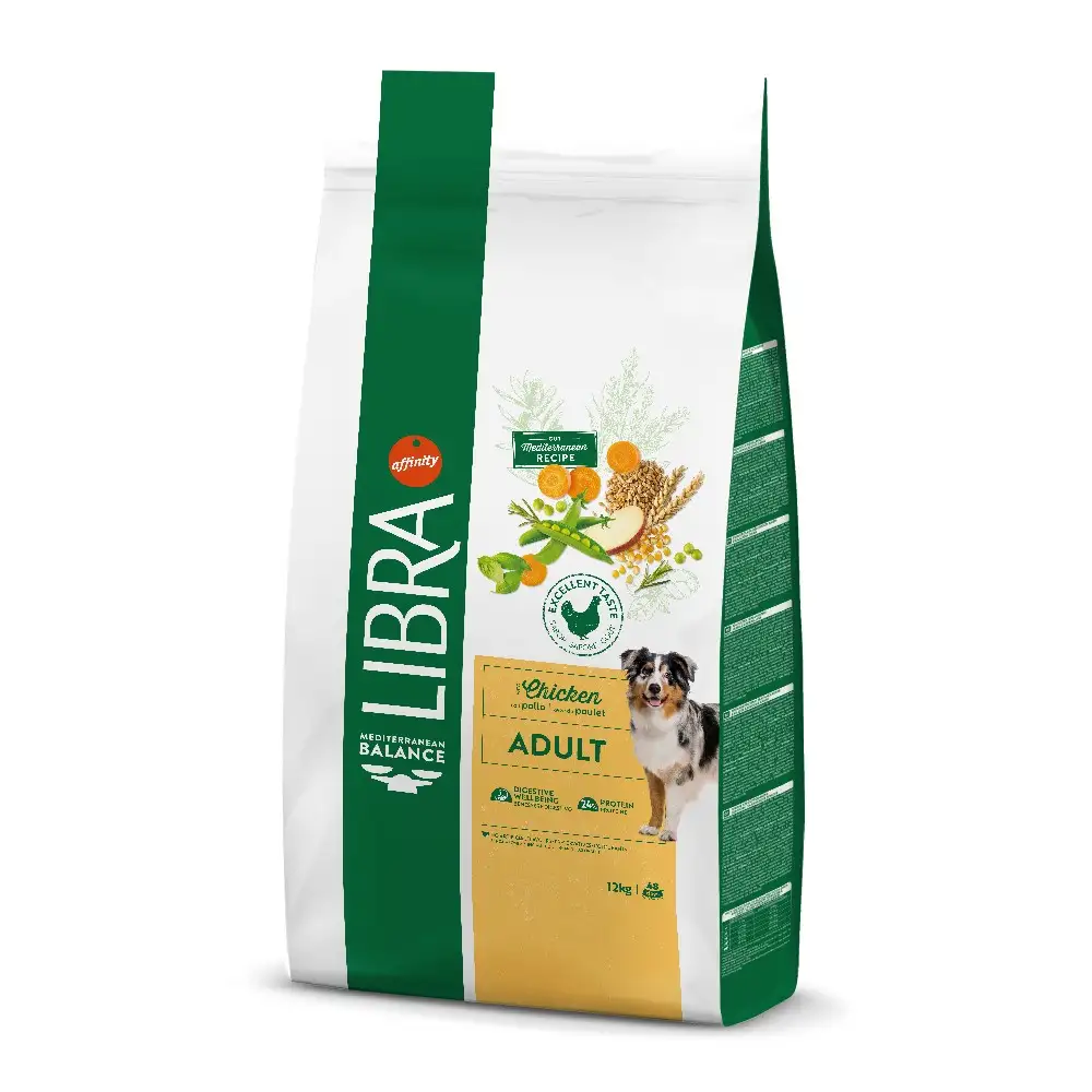 Hrană uscată Libra Dog pentru câini adulți, rețetă cu pui, sac economic de 14 kg.