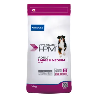 Hrană uscată Virbac Veterinary HPM pentru câini adulți de talie medie și mare, bogată în proteine, sac de 12 kg.