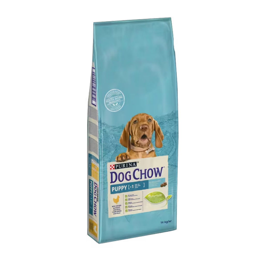 Hrană uscată Purina Dog Chow Puppy pentru pui de câine, cu pui, sac de 14 kg.