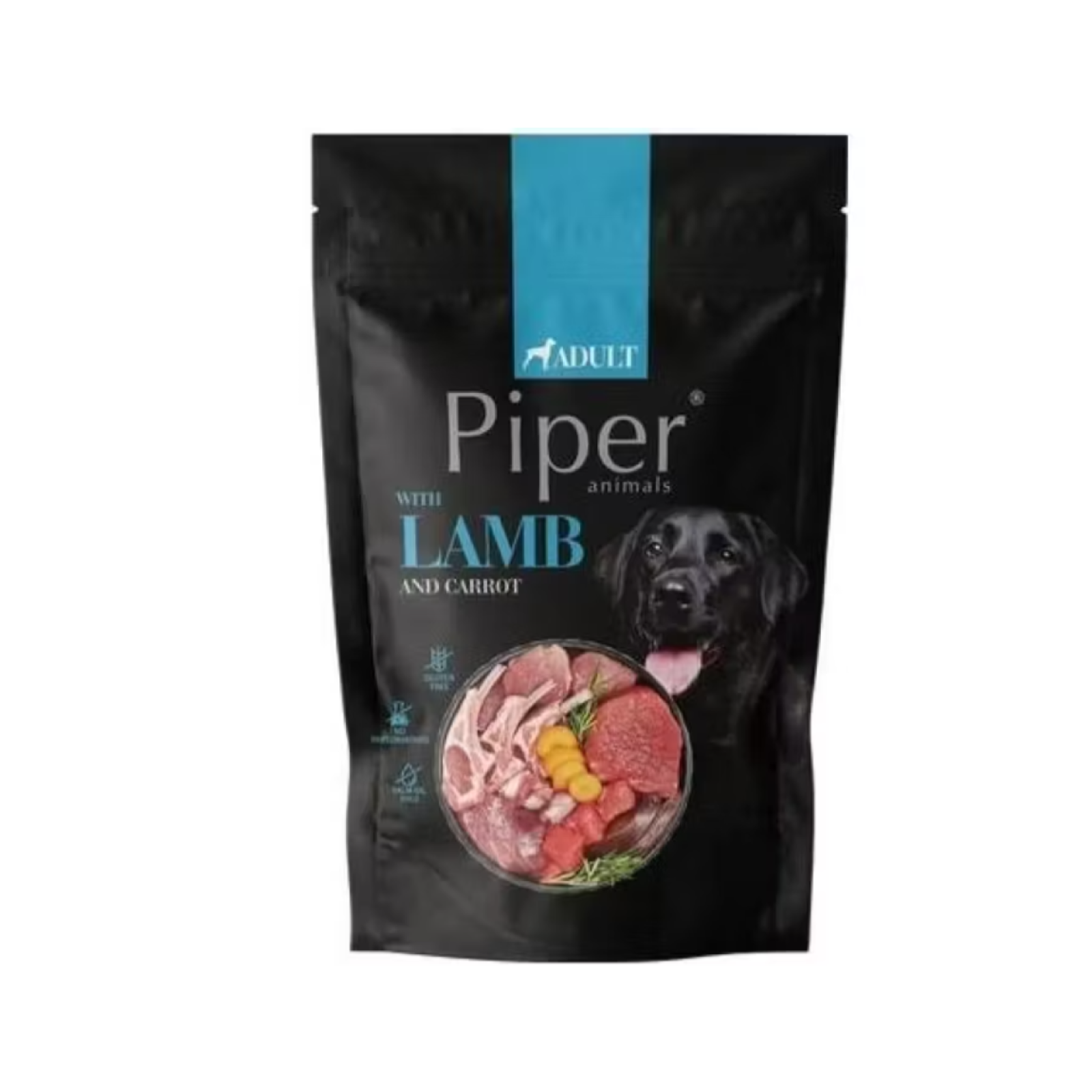 Conservă hrană umedă pentru câini Dolina Notatki Piper Adult cu miel, morcovi și orez brun, cutie de 500 g.