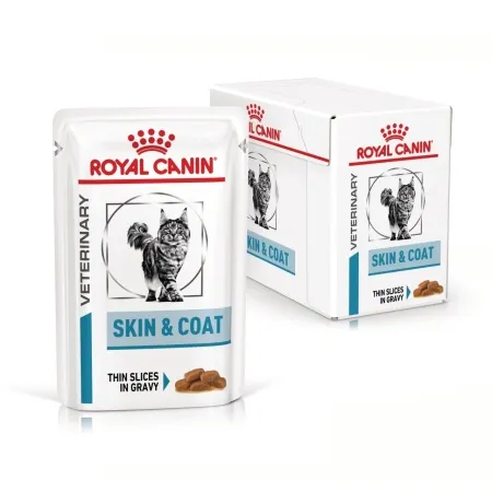 Plic de hrană umedă dietetică pentru pisici Royal Canin Veterinary Skin & Coat.