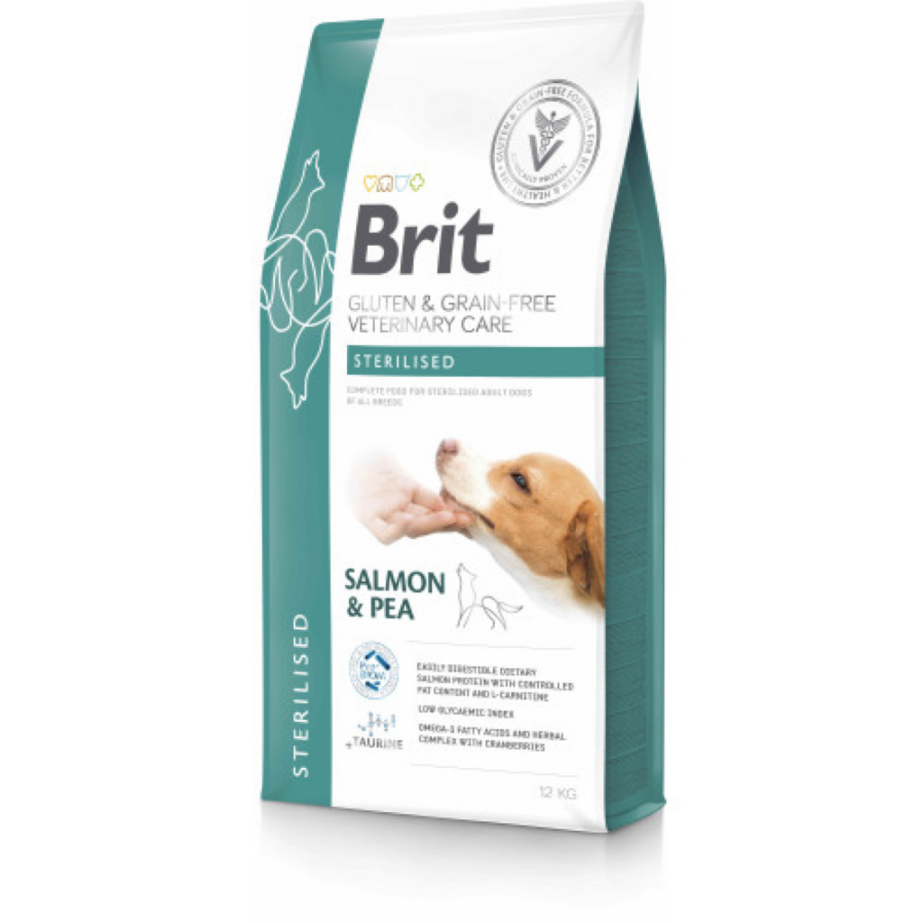 Hrană uscată dietetică pentru câini sterilizați Brit Veterinary Diets Grain-Free Sterilised, sac de 2 kg.