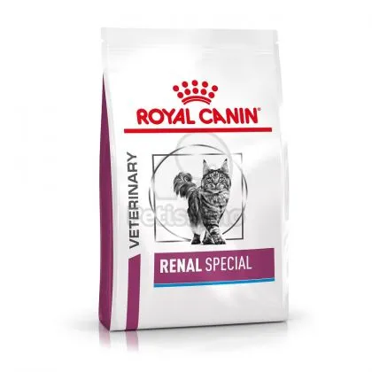 Sac de 4 kg de hrană uscată dietetică pentru pisici Royal Canin Veterinary Renal Special.