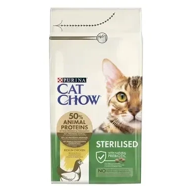 Sac de 1.5 kg de hrană uscată pentru pisici Purina Cat Chow Sterilised cu Pui.