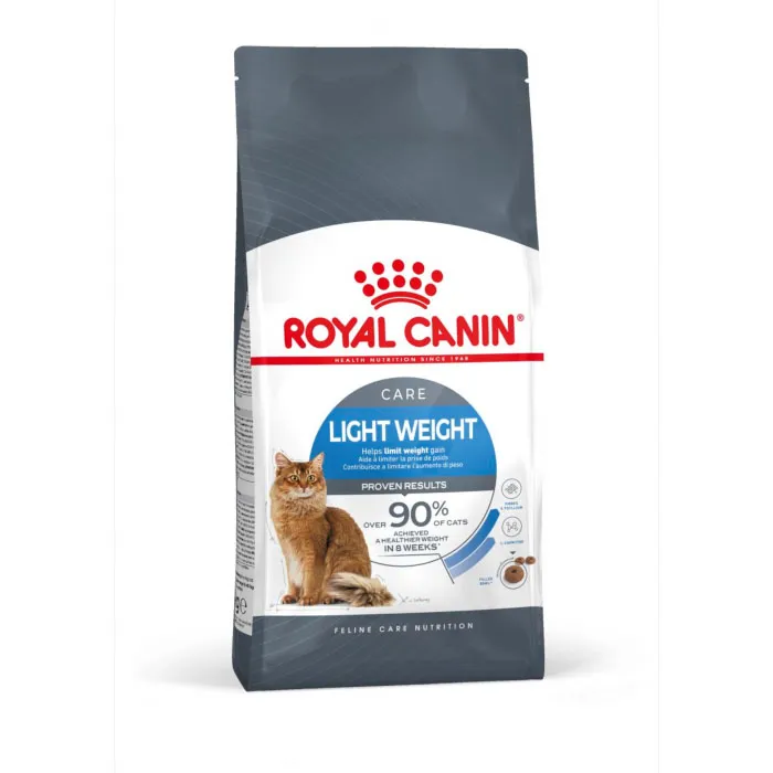Sac de 1.5 kg de hrană uscată pentru pisici adulte Royal Canin Light Weight Care.