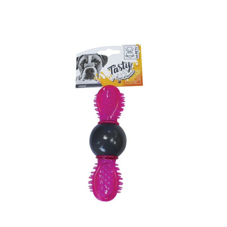 Jucărie interactivă pentru câini M-Pets Uranus, culoare mov, cu dispozitiv sonor (squeaker) integrat.