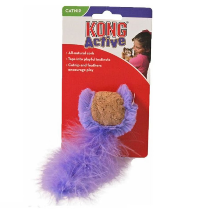 Jucărie interactivă pentru pisici KONG Cat Bila Plutitoare cu catnip și pene.