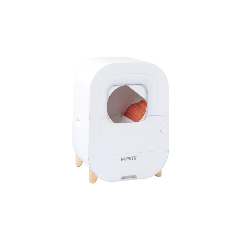 Litiere automată inteligentă pentru pisici M-Pets Smarto M500 în variantă modernă albă.