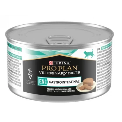 Conservă de 195 g de hrană umedă dietetică Purina Pro Plan Veterinary Diets Feline EN Gastrointestinal pentru pisici.