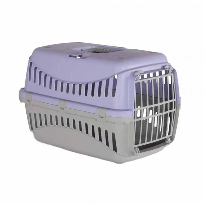 Cuscă de transport spațioasă MPB Gipsy L de 58x38x38 cm cu ușă din plastic pentru pisici și câini de talie mică.