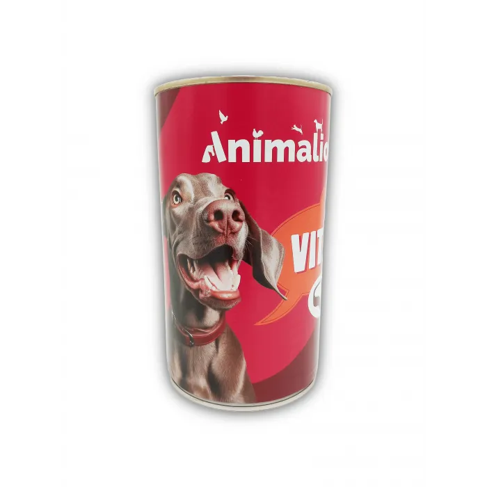 Conservă de 1240 g hrană umedă pentru câini Animalio cu vită.