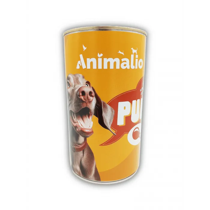 Conservă de 1240 g hrană umedă pentru câini Animalio cu pui.