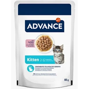 Plic de 85 g hrană umedă Advance Cat Kitten cu curcan pentru pui de pisică.