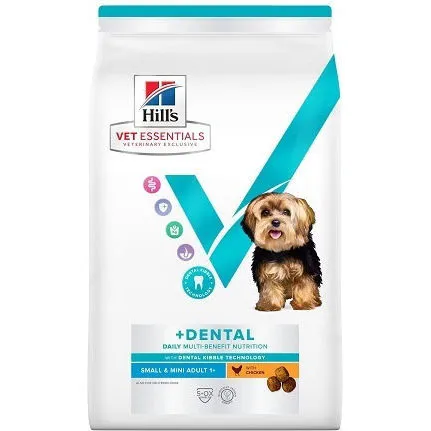 Sac de 2 kg hrană uscată Hill's Vet Essentials Multi-Benefit Dental Adult Small & Miniature cu pui pentru câini.