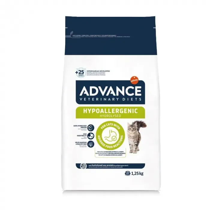 Sac de 1.5 kg hrană uscată dietetică Advance Veterinary Diets Cat Hypoallergenic pentru pisici cu alergii alimentare.