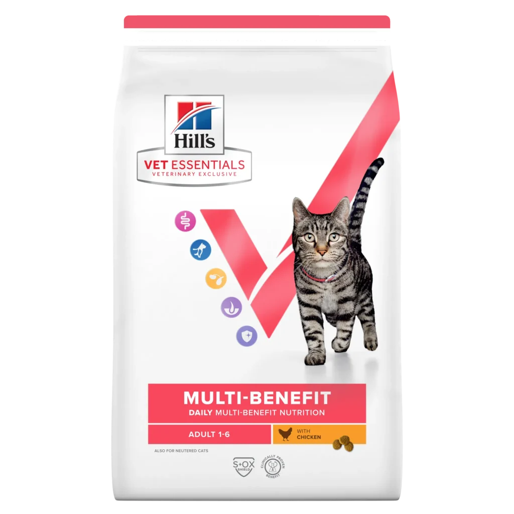 Sac de hrană uscată Hill's Vet Essentials Adult cu pui pentru pisici.