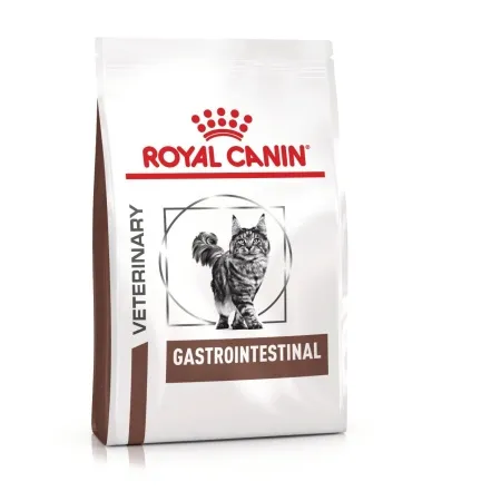 Sac de 4 kg hrană uscată dietetică Royal Canin Gastrointestinal pentru pisici adulte cu afecțiuni digestive.