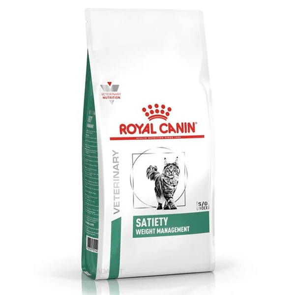Sac de 1.5 kg hrană uscată dietetică Royal Canin Satiety Weight Management pentru pisici supraponderale sau obeze.